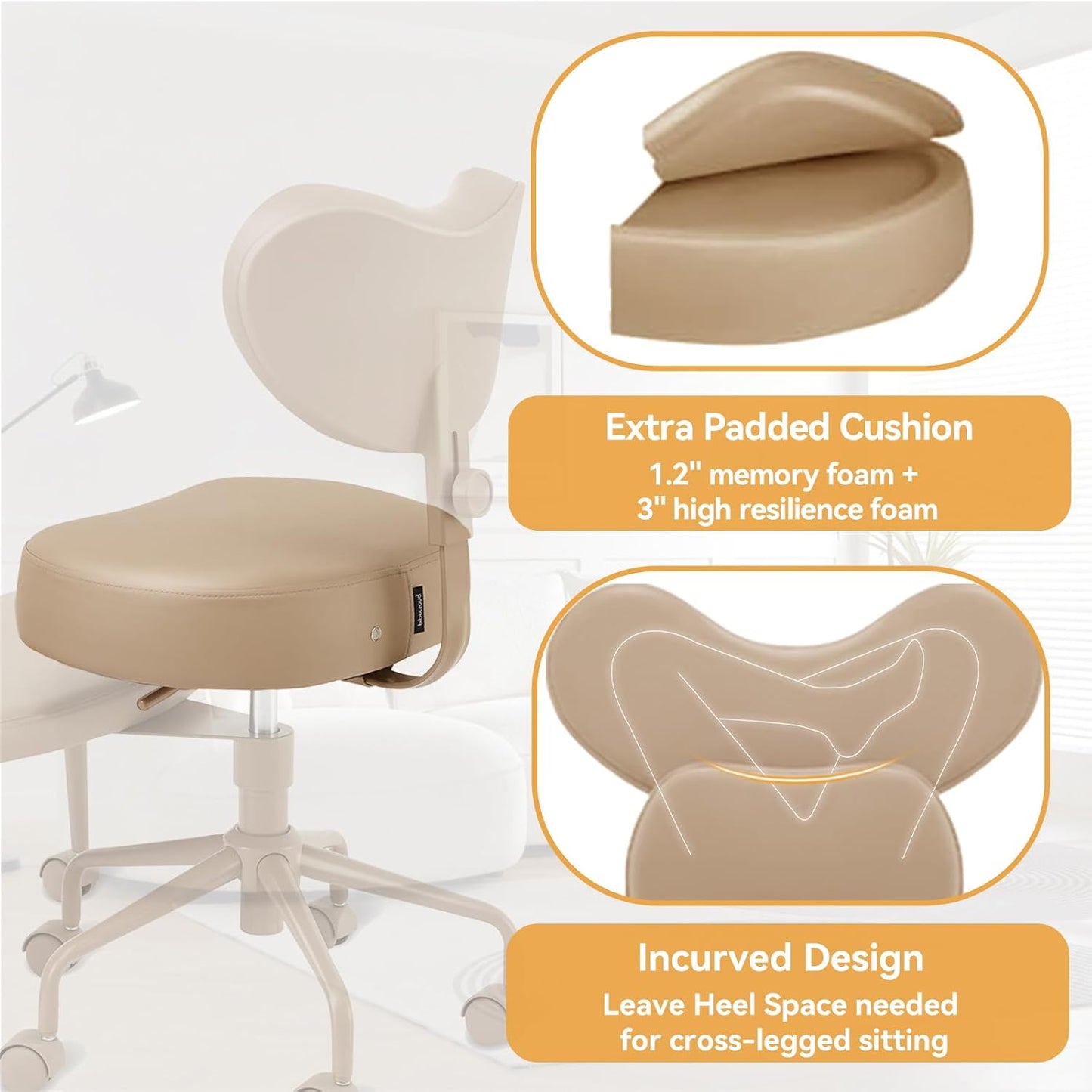 ✨ Adjustable Cross-Legged Chair with Footrest 🧘♀️ | Ergonomic Seating for Home Office