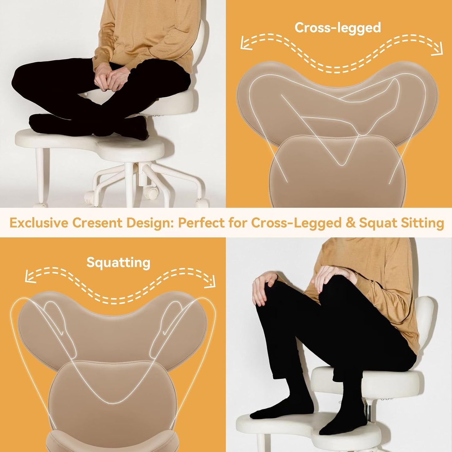 ✨ Adjustable Cross-Legged Chair with Footrest 🧘♀️ | Ergonomic Seating for Home Office