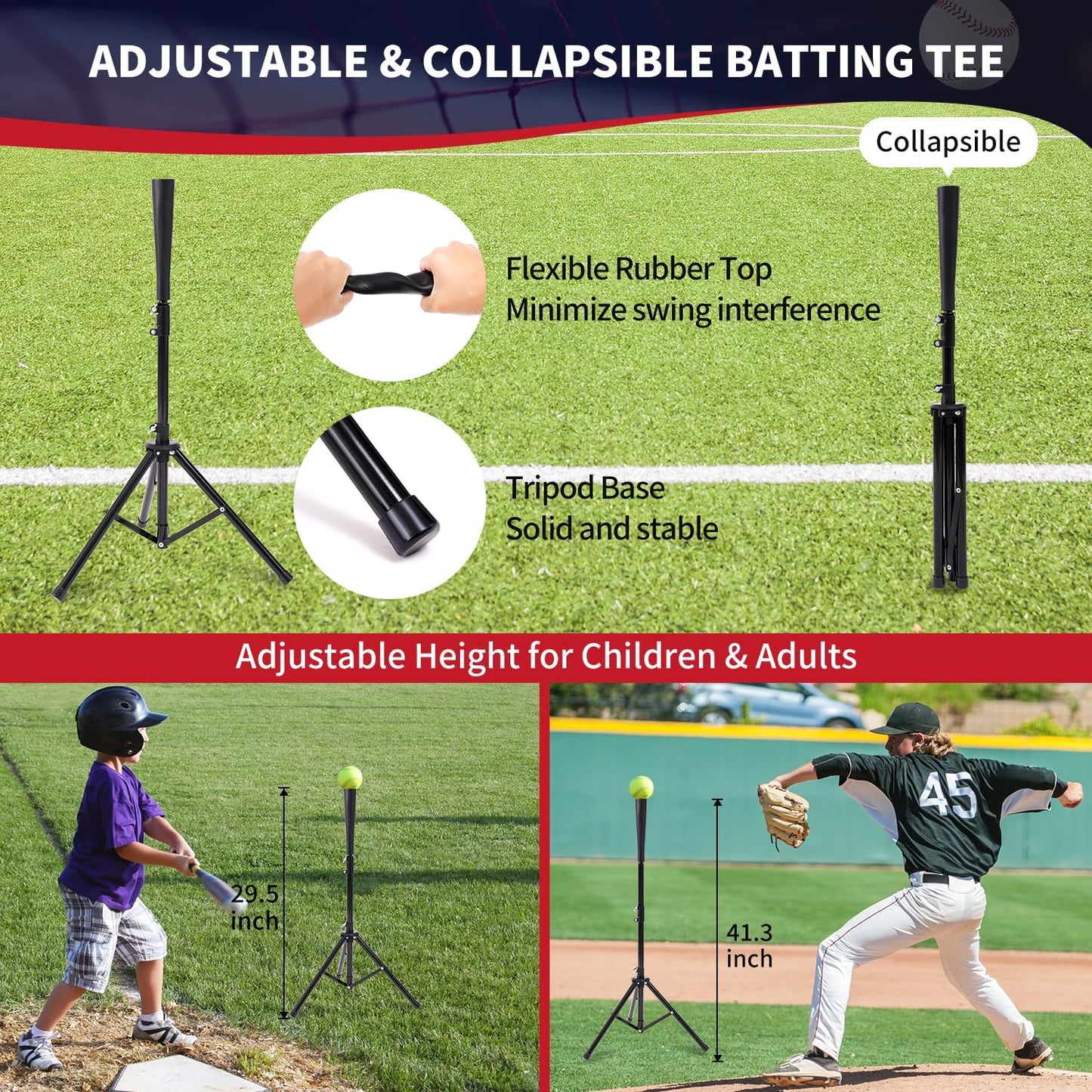 ⚾️ All-in-One Baseball Practice Net with Tee & Targets | 7x7 FT 🎯