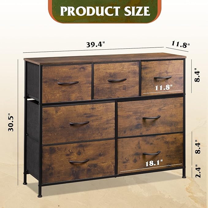7-Drawer Dresser & TV Stand | Storage Organizer for Bedroom & Living Room 🛋️✨