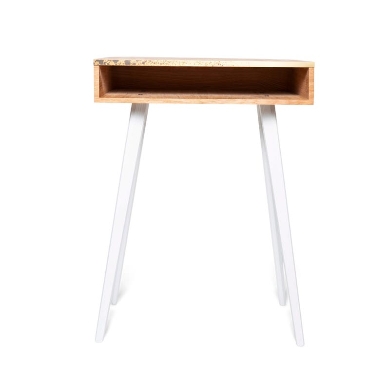 Free Standing Tall Night stand Box, Modern Wood Bedside Nightstand, Living Room Side Table with Storage, Golden Brass Detail