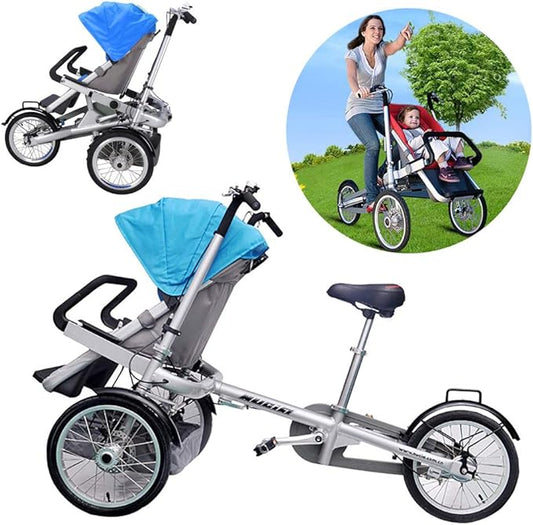 🚲 2-in-1 Convertible Bike & Stroller | Ride and Push Mode for Parent & Child