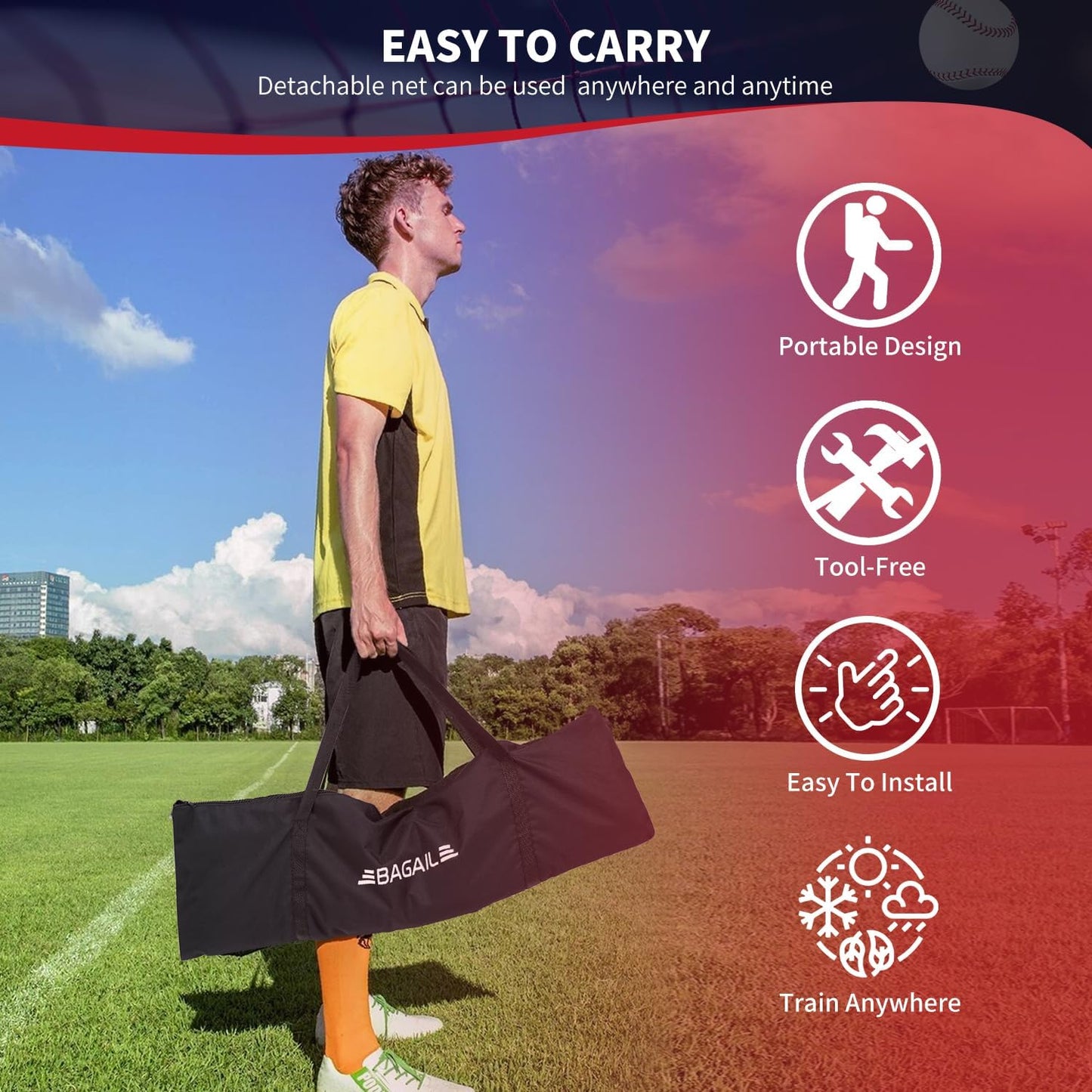 ⚾️ All-in-One Baseball Practice Net with Tee & Targets | 7x7 FT 🎯