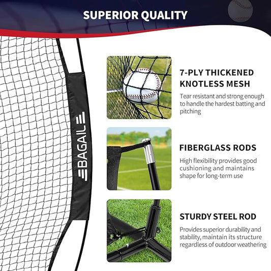 ⚾️ All-in-One Baseball Practice Net with Tee & Targets | 7x7 FT 🎯