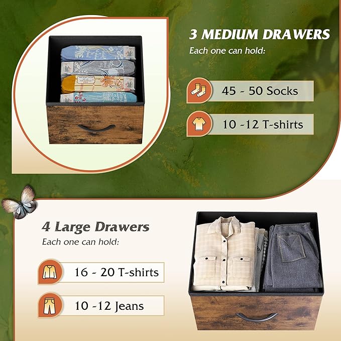 7-Drawer Dresser & TV Stand | Storage Organizer for Bedroom & Living Room 🛋️✨