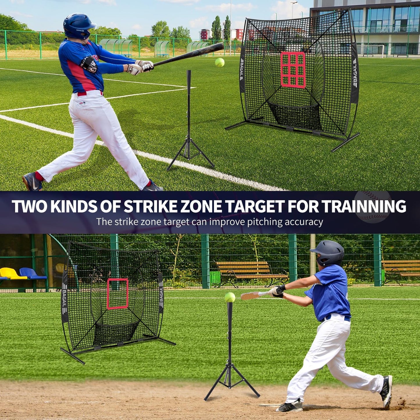 ⚾️ All-in-One Baseball Practice Net with Tee & Targets | 7x7 FT 🎯