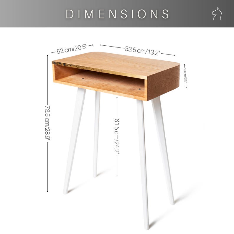 Free Standing Tall Night stand Box, Modern Wood Bedside Nightstand,  Living Room Side Table with Storage, Golden Brass Detail